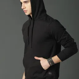 roadster Men Full Sleeve Solid Hooded Sweatshirt image 3