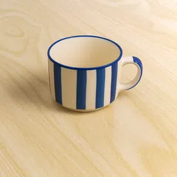 rehbar handicraft Pack of 6 Ceramic Blue Lining Design Tea Cup Set image 3