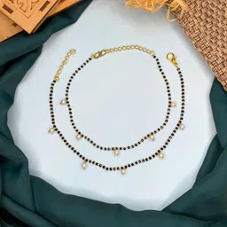 ABDESIGNS Set of 2 Gold-Plated Beaded Anklets image 1