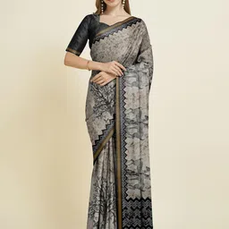 Fevinaa Batik Zari Silk Cotton Bagru Saree image 1
