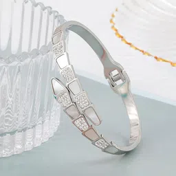 Designs & You Silver-Plated American Diamond-Studded Bangle-Style Bracelet image 2
