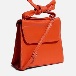 HAUTE SAUCE by Campus Sutra Orange PU Structured Sling Bag image 3