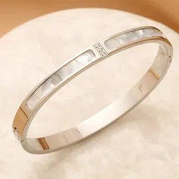 Designs & You Silver-Plated Mother of Pearl Studded Bangle-Style Bracelet image 3