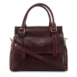 GENWAYNE Brown Textured Leather Structured Handheld Bag-picture-25