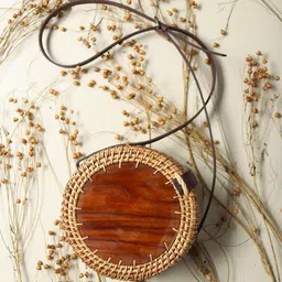 HABERE INDIA Women Brown Textured Jute Bucket Sling Bag-picture-40