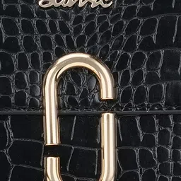 Lavie Black Animal Textured Structured Handheld Bag image 5