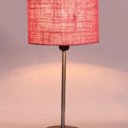Devansh Pink Textured Cylinder Wooden Contemporary Table Lamp image 4