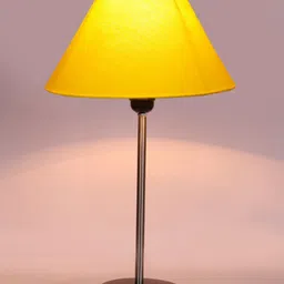 Devansh Yellow Textured Wooden Contemporary Frustum Shaped Table Lamp image 5