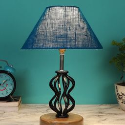 Devansh Turquoise Blue & Brown Abstract-Shaped Table Lamps-picture-38