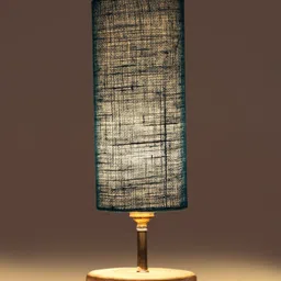 Devansh Turquoise Blue & White Textured Jute Table Lamp With Wood Base image 3