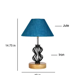 Devansh Turquoise Blue & Brown Abstract-Shaped Table Lamps image 3