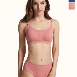 AROUSY Pack Of 3 Non Padded Cotton Bra With Brief-picture-38