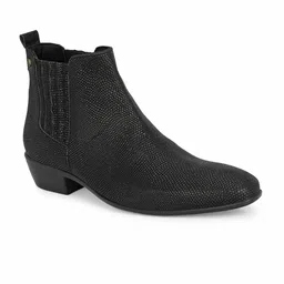 Delize Men Black Textured Heeled Boot-image-40