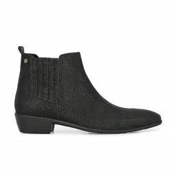 Delize Men Black Textured Heeled Boot image 2