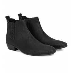 Delize Men Black Textured Heeled Boot image 4
