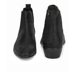 Delize Men Black Textured Heeled Boot image 3