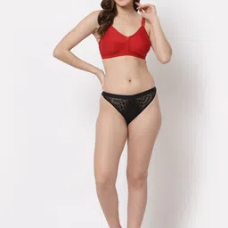 CUKOO Pack Of 2 Red & Purple Non-Padded Bra BP22-058-Red image 4