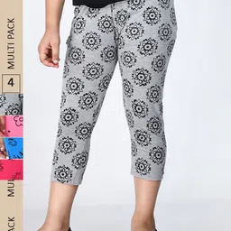 IndiWeaves Girls Pack of 4 Mid-Rise Printed Slim-Fit Cotton Capris-picture-13
