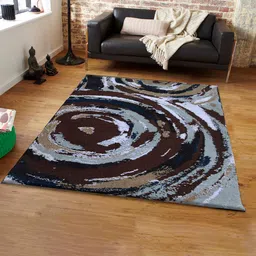 PRESTO Brown Geometrical Hand Tufted Anti-Skid Carpet image 1