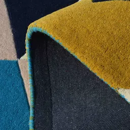 PRESTO Green & Yellow Geometric Hand Tufted Wool Anti-Skid Carpet image 3