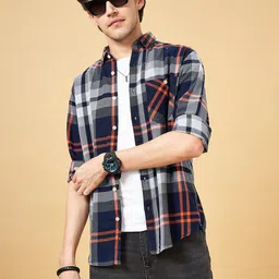 SF JEANS by Pantaloons Spread Collar Long Sleeves Slim Fit Checked Casual Shirt-picture-18
