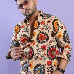 Instafab Plus Spread Collar Classic Floral Printed Casual Cotton Shirt-picture-15
