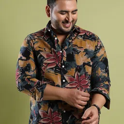 Instafab Plus Size Classic Regular Fit Floral Printed Cotton Casual Shirt-picture-16