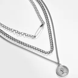 SOHI Silver-Toned Silver Silver-Plated Layered Chain image 4