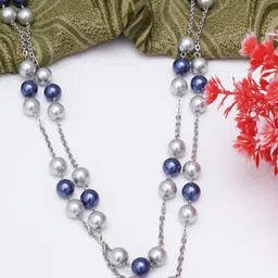 KARATCART Women Blue & White Studded Kundan Necklace-picture-37