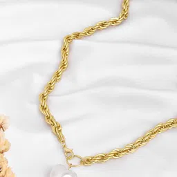 JOKER & WITCH Gold-Toned & White Heart Shaped Charm Necklace-picture-22