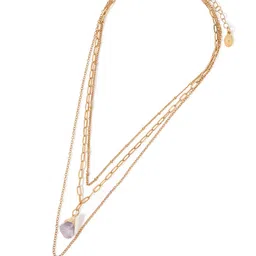 Accessorize Women Gold-Toned & Purple Celestial Raw Stone Layered Necklace image 2