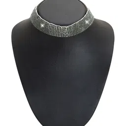 Shining Jewel - By Shivansh Brass Silver-Plated Choker Necklace image 4