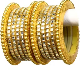 Zindura Set Of 2 Gold-Plated Cubic Zirconia-Studded Chuda Bangles-picture-39