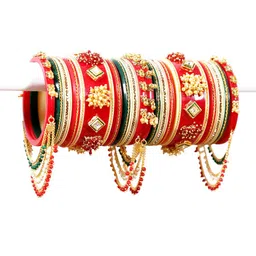 Zindura Pack Of 2 Gold-Plated Pearls Studded & Beaded Chuda Bangles-picture-26