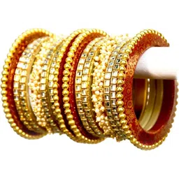Zindura Set Of 2 Gold-Plated Cubic Zirconia & Beaded Chuda Bangles image 3