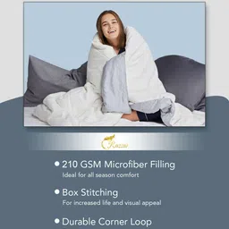 RAZZAI Teal & Silver-Toned Microfiber Mild Winter 210 GSM Double Bed Comforter image 5