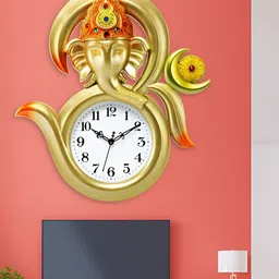 Attractionz Gold Toned Round Shaped Traditional Analogue Wall Clock-picture-13