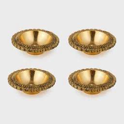 Fabindia Mivaan 4-Pcs Brass Textured Oval-Shaped Diyas image 3