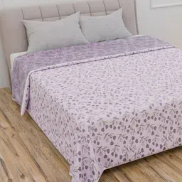 CURIOUS LIFESTYLE White & Purple Printed Summer 150 GSM Double Cotton Bed Dohar-image-83