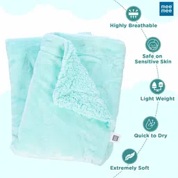 MeeMee Kids Turquoise Blue AC Room 300 GSM Cotton Single Bed Blanket image 2