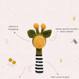 LITTLE GINNIE Cotton Giraffe Rattle Soft Toy image 4