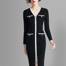 JC Collection Black Sheath Solid Dress-picture-23