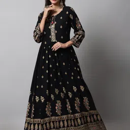 KALINI Ethnic Motifs Printed Maxi Dress-image-6
