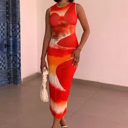 StyleCast Red Abstract Printed Sheath Midi Dress-picture-13