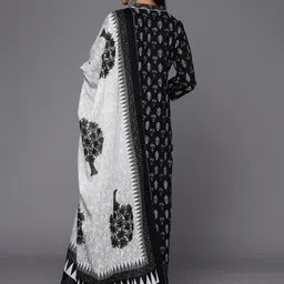 KALINI Ethnic Motifs Printed Mandarin Collar Pure Cotton Kurta With Trousers & Dupatta image 5