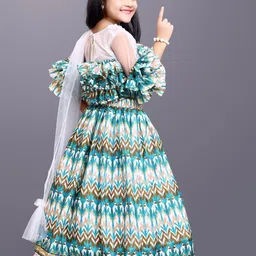 BAESD Girls Printed Ready To Wear Lehenga & Blouse With Dupatta image 4