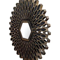 Art Street Brown Lotus Petal Round Shape Designed Decorative Wall Mirror image 5