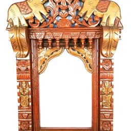 apka mart Brown & Gold Toned Textured Wooden Jharokha Wall Decor-image-52