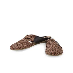 THE WHITE POLE Women Brown Embellished Leather Ethnic Flats-picture-28