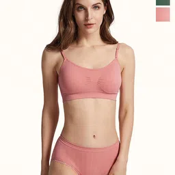 AROUSY Pack Of 3 Non Padded Cotton Bra With Brief-picture-17